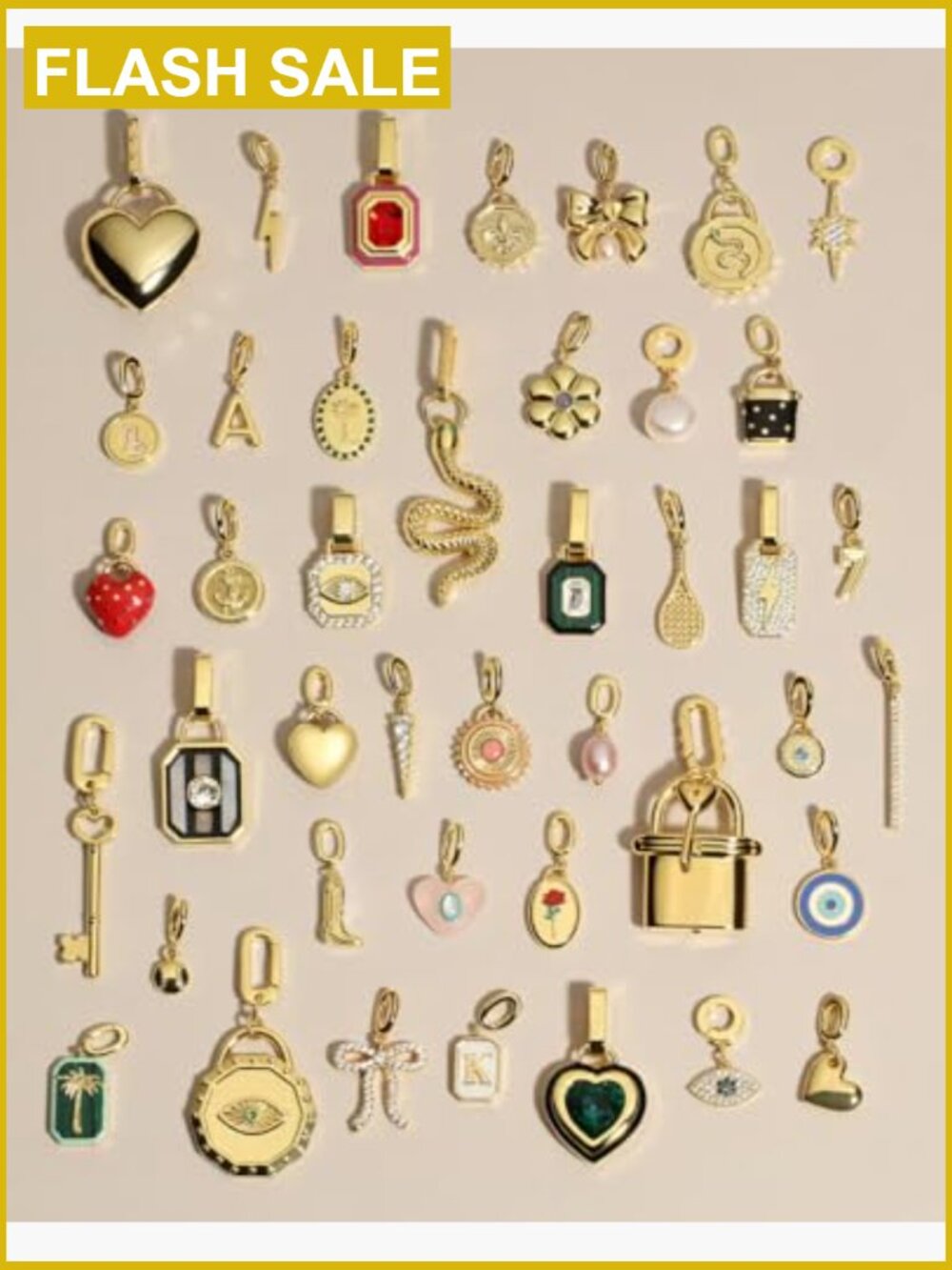 18k Gold Plated Charm Necklace - Adjustable 16-18", Heart Pendant, Spring Ring - Picture 4 of 5